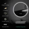A lit LED mirror in a bathroom setting above a sink. Produktbild-Vorschau