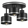 A black and silver ceiling light with three lamps. Produktbild-Vorschau