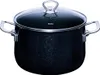 A black pot with a glass lid and silver handles, shown from a front-diagonal angle. Náhľad obrázku produktu