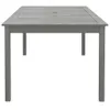 A gray wooden garden table with a slatted top and a hole for an umbrella. Podgląd zdjęcia produktu