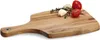 A wooden cutting board with a handle, decorated with a few cherry tomatoes, garlic cloves, and herbs. Anteprima dell’immagine prodotto