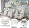 A children's house-shaped bunk bed with storage compartments and stairs, set in a child's bedroom with decorative clouds on the wall. Anteprima dell’immagine prodotto