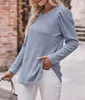 ASKSA Damen Langarmshirt Rundhals Rippstrick Casual Elegant Produktbild-Vorschau 4