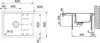 Technical drawing of a sink with dimensions and installation details. Produktbild-Vorschau