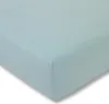 A close-up view of a light blue mattress topper. Produktbild-Vorschau
