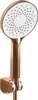 A copper-colored shower head with a white faceplate, mounted on a wall bracket. Anteprima dell’immagine prodotto