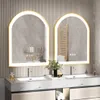 A modern bathroom vanity with two sinks and two arched LED mirrors. Náhled obrázku produktu