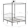 vidaXL Struttura letto a baldacchino in metallo nero 140 x Anteprima dell’immagine prodotto 5