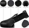 A diagram showing the features of a black safety shoe cover. Produktbild-Vorschau