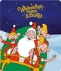 Santa Claus and two elves in a sleigh against a starry night sky. Produktbild-Vorschau