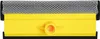 A close-up, front-facing view of a yellow window squeegee with a black rubber blade and a white mesh sponge on top. Podgląd zdjęcia produktu