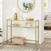 Gold Konsolentisch - Modern 2 Regale aus gehärtetem Glas Produktbild-Vorschau 6