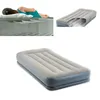Collage of images showing an inflatable mattress, including a cutaway view and a person lying on a similar mattress. Podgląd zdjęcia produktu