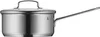 A stainless steel saucepan with a lid and a long handle, shown against a white background. Náhled obrázku produktu