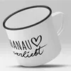 Huuraa Emaille Tasse Hanau  Geschenk Kaffeebecher Vintage Produktbild-Vorschau 2
