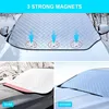 A collage of images showing a car windshield cover, highlighting its features and comparing it to other products. Podgląd zdjęcia produktu