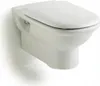 A white wall-mounted toilet with the lid down, shown from a side-front angle against a white background. Náhľad obrázku produktu