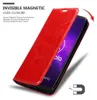 A red phone case is shown partially open, revealing a phone screen with a Motorola logo. Náhľad obrázku produktu
