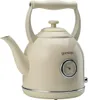 A cream-colored electric kettle with a retro design, featuring a built-in thermometer and a wooden-style handle. Anteprima dell’immagine prodotto