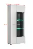 A white display cabinet with glass shelves and LED lighting. Produktbild-Vorschau