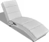 vidaXL Masážne lehátko Chaise Longue White Faux Leather Náhľad obrázku produktu 5