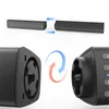 Two parts of a soundbar are shown, with arrows indicating how they connect. A close-up shows the connection mechanism. Produktbild-Vorschau