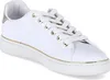 A white Guess sneaker with gold accents is shown against a white background. Produktbild-Vorschau