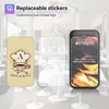 A product image showcasing replaceable stickers for a pager system, with a restaurant theme. Náhled obrázku produktu