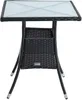 A square polyrattan balcony table with a glass top and a storage compartment underneath. Produktbild-Vorschau