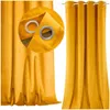 Two yellow velvet curtains are shown, one with a close-up detail of the grommets. Produktbild-Vorschau