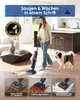 A woman is using a wet dry vacuum cleaner in a modern kitchen and living room setting, with a dog nearby. The image also includes three smaller inset images demonstrating the vacuum's cleaning capabilities. Produktbild-Vorschau