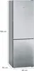 A silver refrigerator with dimensions marked. Produktbild-Vorschau
