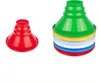 A red funnel is shown on the left, and a stack of colorful funnels (green, yellow, white, blue, red) is shown on the right. Voir les images du produit