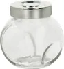 A clear, studio shot of a glass jar with a silver lid. Produktbild-Vorschau