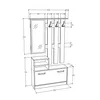 A technical drawing/blueprint of an entryway storage unit with dimensions. Anteprima dell’immagine prodotto