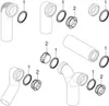 Diagram showing various plumbing fittings and their components, labeled with numbers. Produktbild-Vorschau