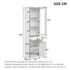 Hochschrank Vitrine, Standvitrine mit 2 Türen, 1 Schublade Produktbild-Vorschau 6