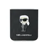 A black phone case with a Karl Lagerfeld cartoon character on it, set against a white background. Produktbild-Vorschau