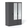 Kleiderschrank LUNA 125 cm Anthrazit 3-türig mit Spiegel Produktbild-Vorschau 1