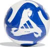 A close-up studio shot of a blue and white Adidas soccer ball. Náhled obrázku produktu