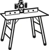 A black and white illustration of a router table. Voir les images du produit