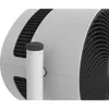 A close-up view of a white fan with black grilles and a control knob. Voir les images du produit