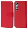 A red book-style phone case is shown, open to reveal the inside and closed to show the exterior. Anteprima dell’immagine prodotto