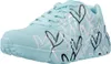 A single turquoise sneaker with a heart pattern is shown from the side against a white background. Produktbild-Vorschau