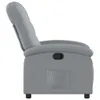 Side view of a light gray fabric recliner chair. Náhľad obrázku produktu