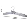 A padded hanger with a bow is displayed against a white background. Dimensions are indicated by lines and text. Produktbild-Vorschau