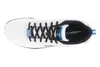 A top-down view of a white and black athletic shoe with blue accents. Anteprima dell’immagine prodotto