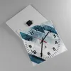 Wanduhr - Quadrat - Glasuhr - Blau Weiß Figuren - 40x40cm - Produktbild-Vorschau 2
