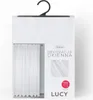 A packaged curtain with a hanger, showing a sample of the fabric and product details. Produktbild-Vorschau