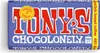 A close-up view of a Tony's Chocolonely chocolate bar wrapper. Produktbild-Vorschau